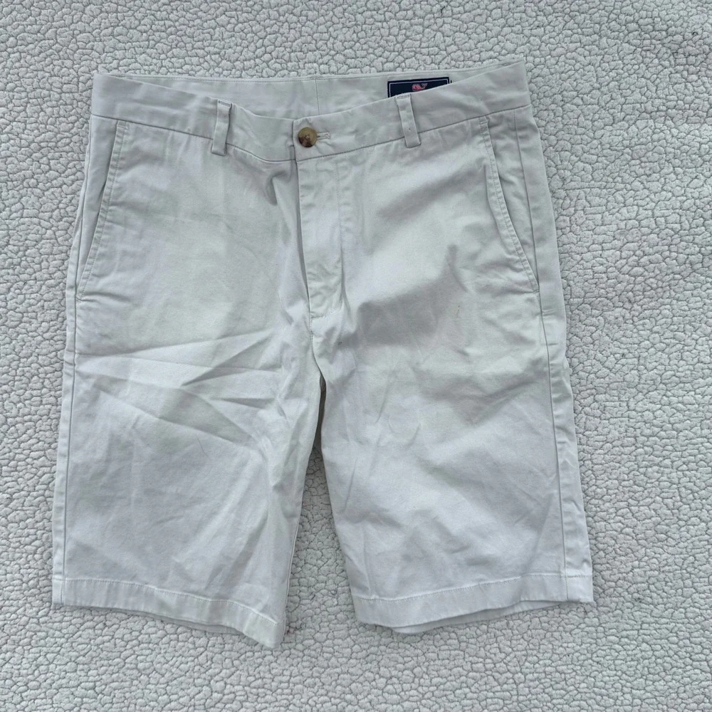 Vineyard Vines Breaker Shorts Mens 33 Stone White Cotton Blend StrBA-MBOT-0015